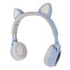 Cat Ear Gaming Headphones Deep Bass LED Light Foldable Cute Cat Ear Headset with Soft Earmuffs