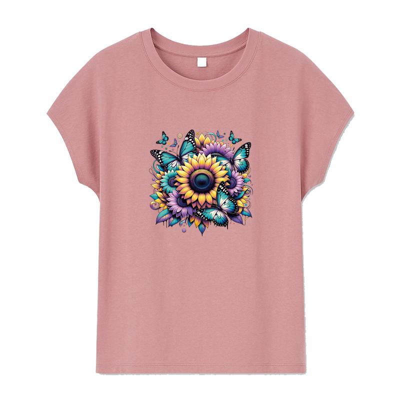 Heat Transfer Vinyl Flower Butterfly Clothes Sticker T-Shirt Heat Press Appliqued Parch Ropa Diy Perfect For Diy Gifts