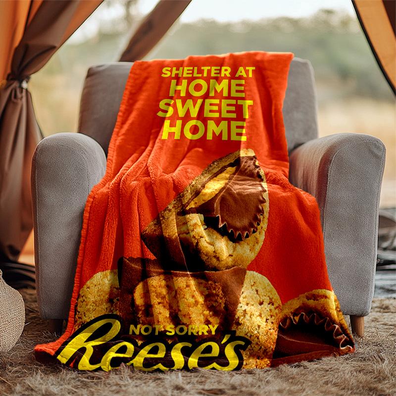 Reeses Peanut Flannel Blanket Soft Warm All-Season Throw, Design for Camping, Car Travel, Hiking Sofa, Bed, Office Perfect Gift for Parties