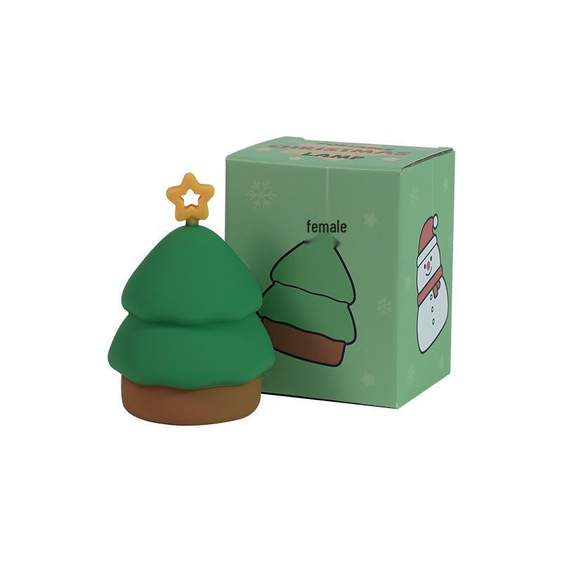 Grenzüberschreitendes Weihnachts-Silikon-Nachtlicht: Wiederaufladbare Nachttisch-Atmosphärenlampe mit Timer