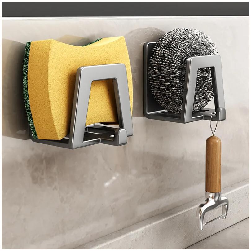 Držák na houby z nerezové oceli Samolepicí dřez Vypouštěcí houby Stojany Police Police Úložné prostory v kuchyni Nástěnné háčky Držáky Organizér