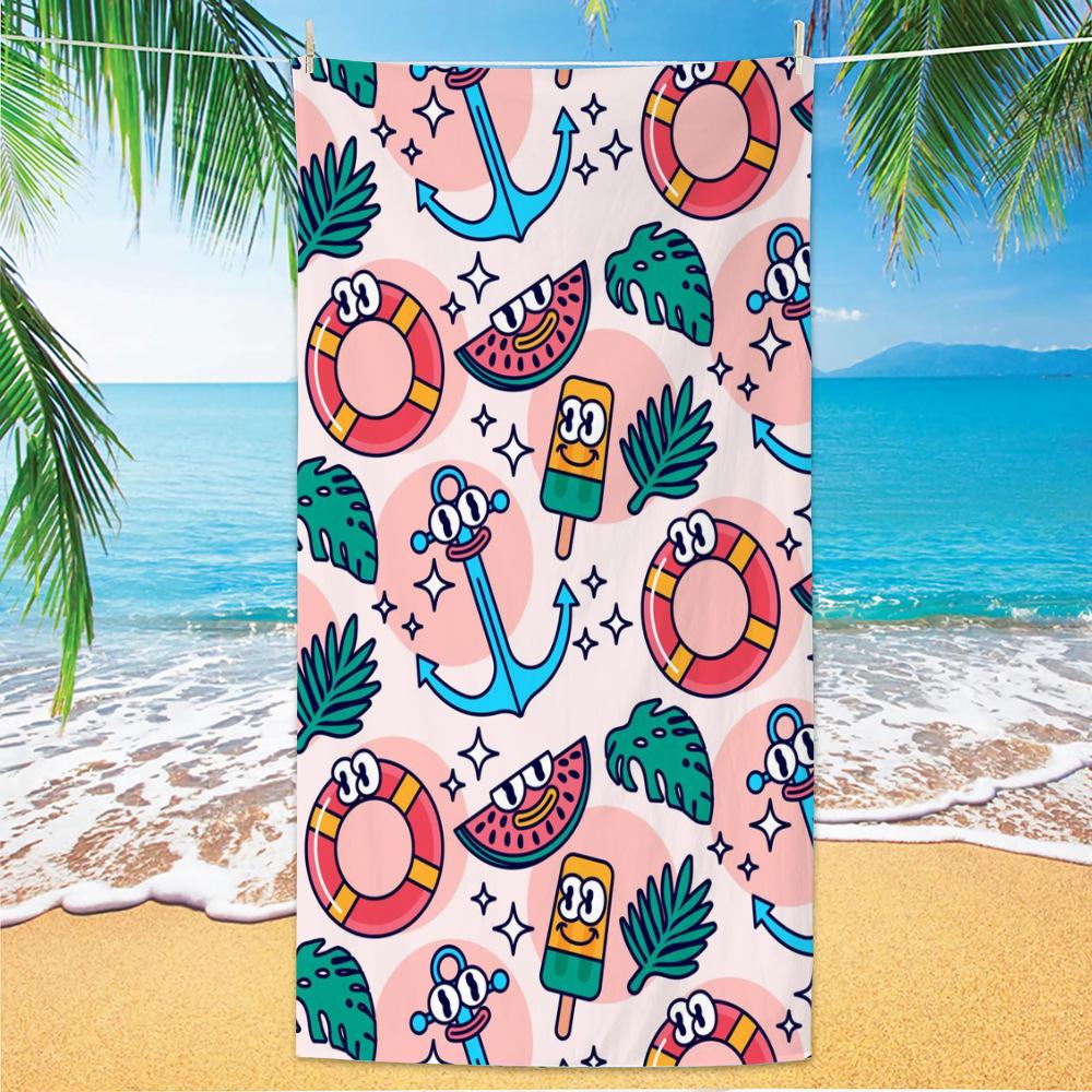 Ultra Fine Fiber Beach Towels, Beach Swimming Speed Drying Velvet Bath Towels, Printed Fashionable Bath Towels Towels Face Towel