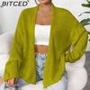 BITCED Loose-Fit Lightweight Knitted Cardigan Jacket for Women Autumn Solid-Colour Casual Outerwear Cardigan