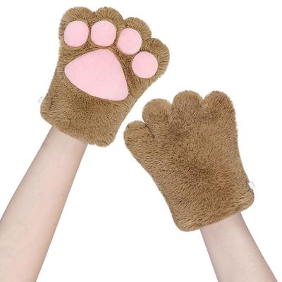 LONTG Cosplay Halloween Guantes de Pata de Oso Gato Panda Lindos con Pata Guantes de Animales Esponjosos y Cálidos para Adultos y Cosplay Clima Frío Moda Divertida de Invierno