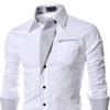 Men Spring Shirt Button Long Sleeves Solid Color Lapel Single-breasted Warm Patch Pocket Plus Size Mid Length Men Top for Office
