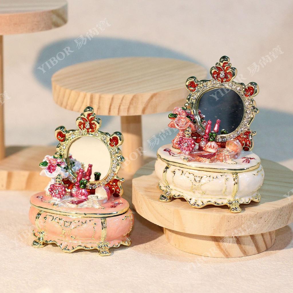 Metal Cloisonne Vanity Table Ornament, Light Luxury Home Decor Figurine, Creative Craft Gift for Dressing Table