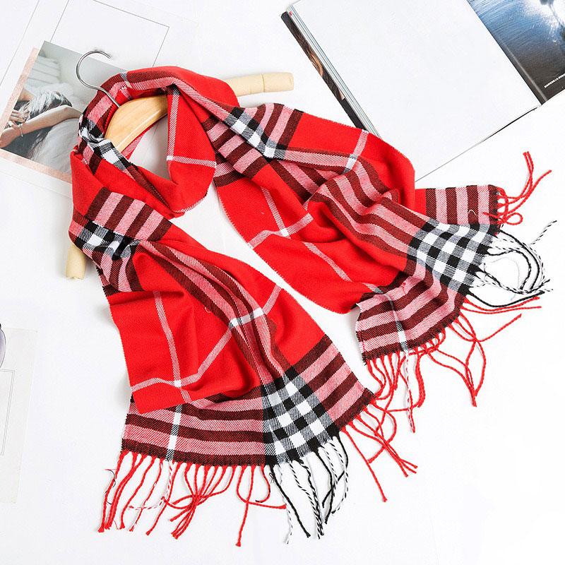 Damen Imitat Kaschmir Warmer Schal Winter Herren Schal Kariertes Design Unisex Strickwaren Schal