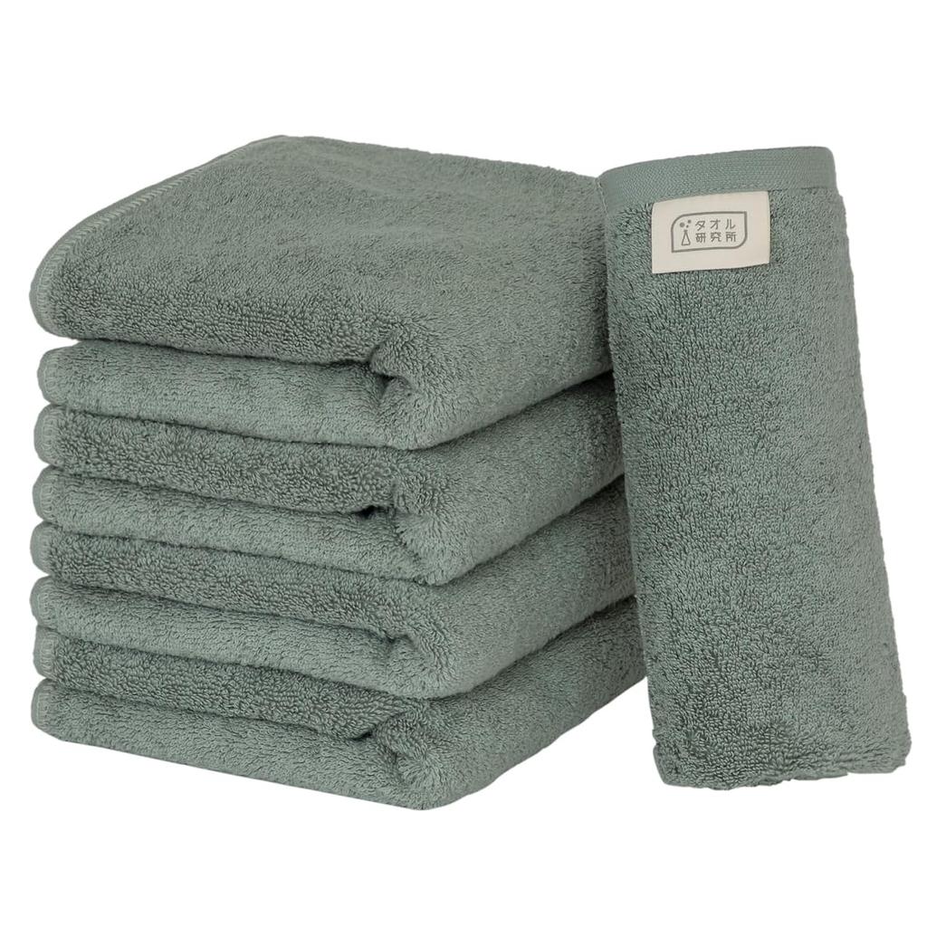 Conjunto de 5 Toalhas de Laboratório Volume Rico #003 Verde Musgo para Rosto Especificação de Hotel Pelúcia Grossa Absorção Rápida Durabilidade 100% Algodão 480GSM Japão