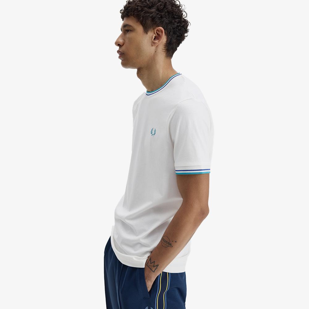 Fred Perry [Sharp] Twin Tip T-Shirt - Snow White/Deep Mint/Soho Eclipse Afpm2611588-94A