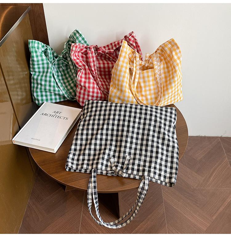Fashi Plaid Design Shoulder Bags for Women Large Capacity Commuter Ladies Handbags Light Travel Female Shopping Tote Bag