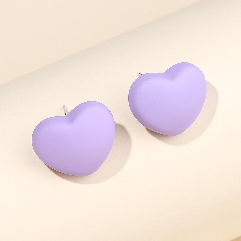 Colorful Heart Stud Earrings - Cute and Fresh Jewelry for Women
