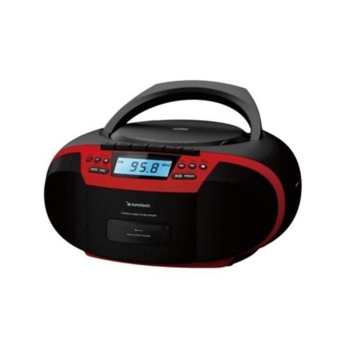 Radio CD portátil Sunstech CXUM54BTRD con cassette Bluetooth y USB rojo
