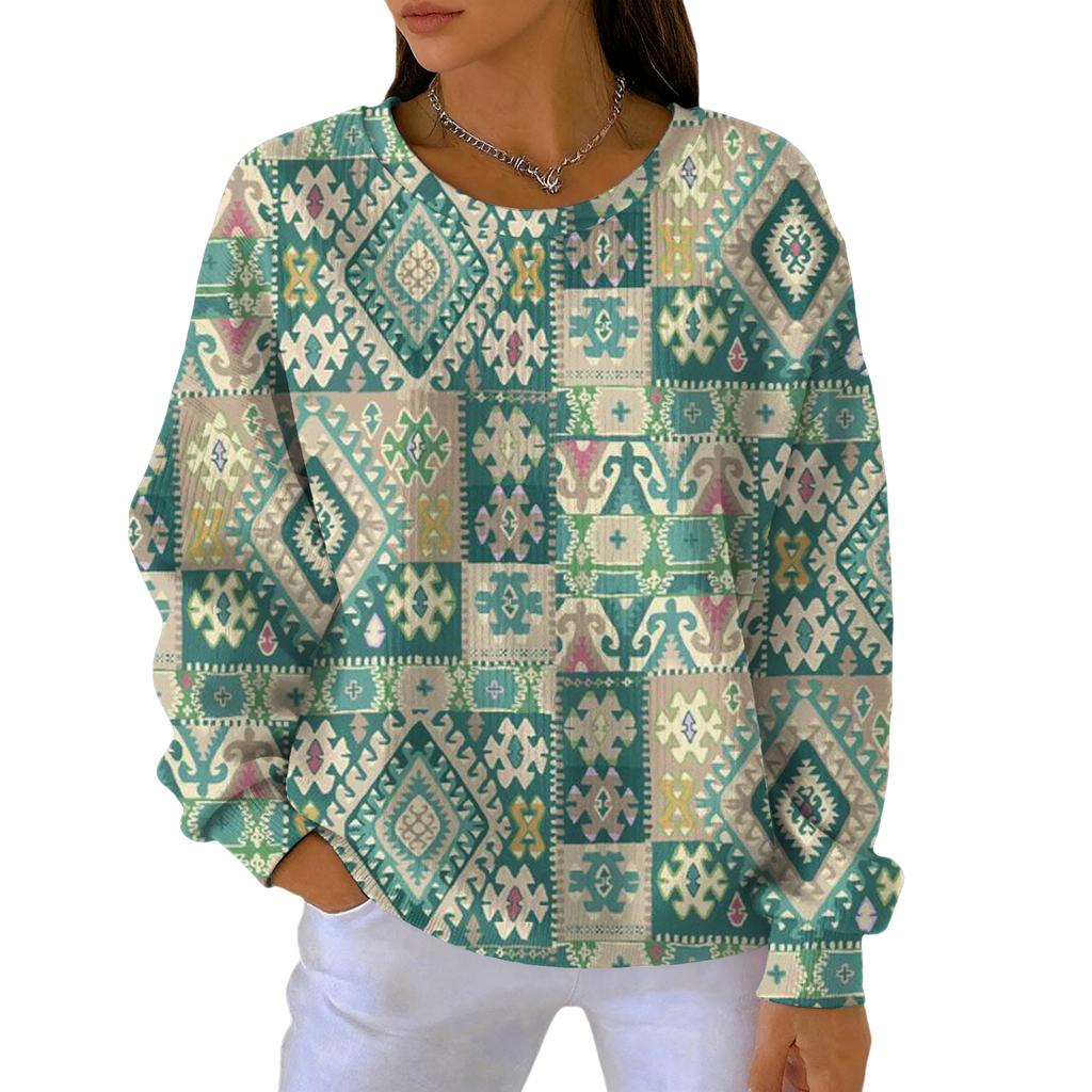 Moda Mujer Casual Degradado Estampado Vintage Jersey Deportivo de Manga Larga