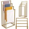Porte-serviettes sur pied - Springos® - 4 barres - Métal - 96 cm - Couleur or