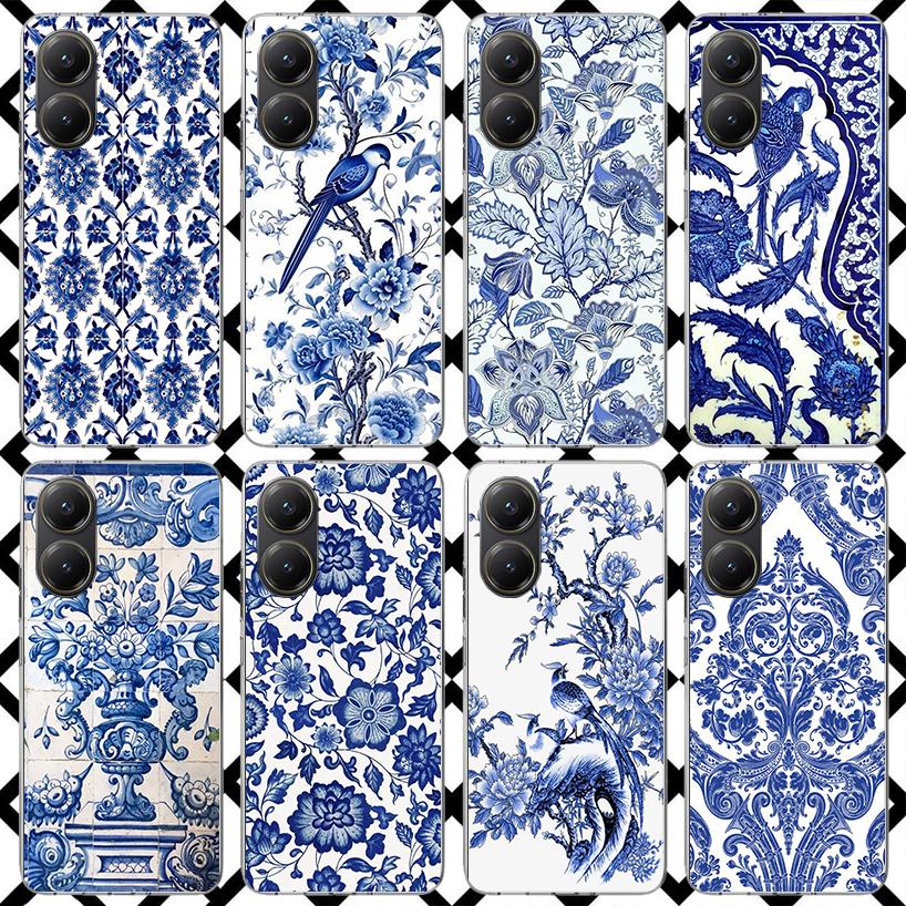 Blue And White Porcelain Phone Case for Xiaomi Poco F7 Ultra X7 X6 X5 Pro X4 Gt M8 M7 Redmi 15 15C 13 13C 12 12C Soft Cover Fund