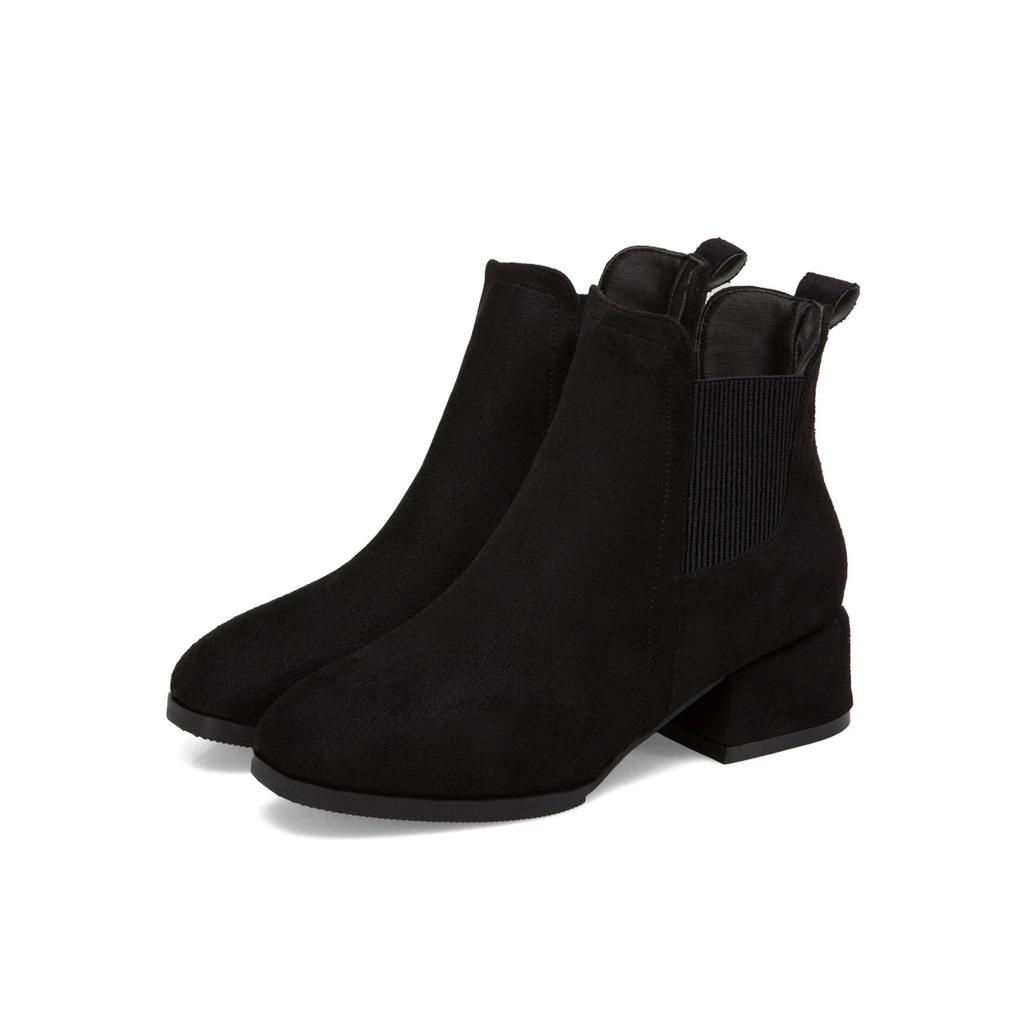 Autumn and Winter Daily All-match Height-enhancing Warmth Ladies European and American Thick-heeled Suede Casual Short Boots