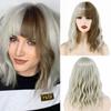 MERISIHAIR Brązowe krótkie peruki Bob Wave z grzywką Blond dla kobiet Naturalne odporne na ciepło syntetyczne peruki Codzienne noszenie Cosplay Kręcone włosy