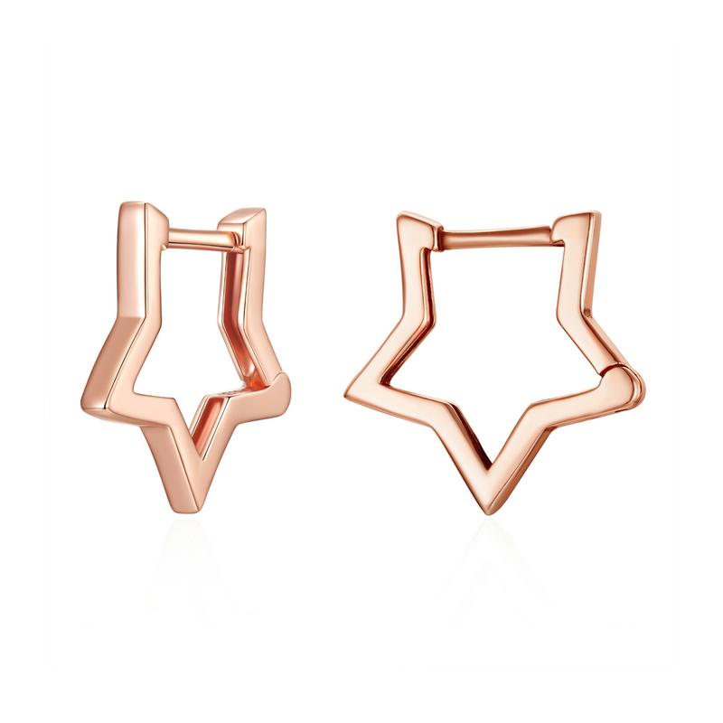 WOSTU 925 Silver Simple Star Hoop Earrings For Women Black Gold Statement Geometric Hollow Ear Buckle Minimalism Party