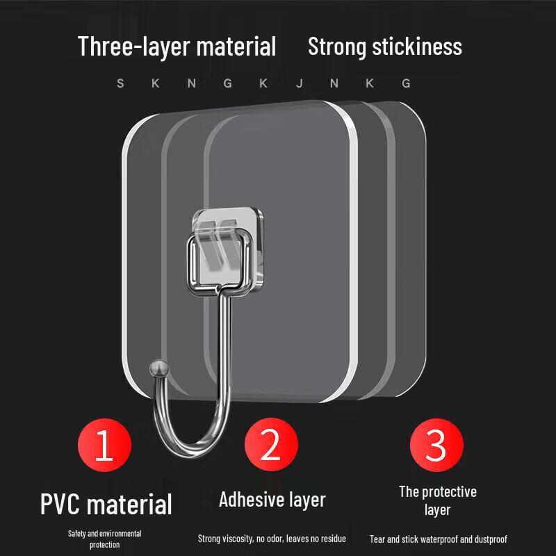 Miaomei No-Punch Super Strong Adhesive Hooks (10-Pack)