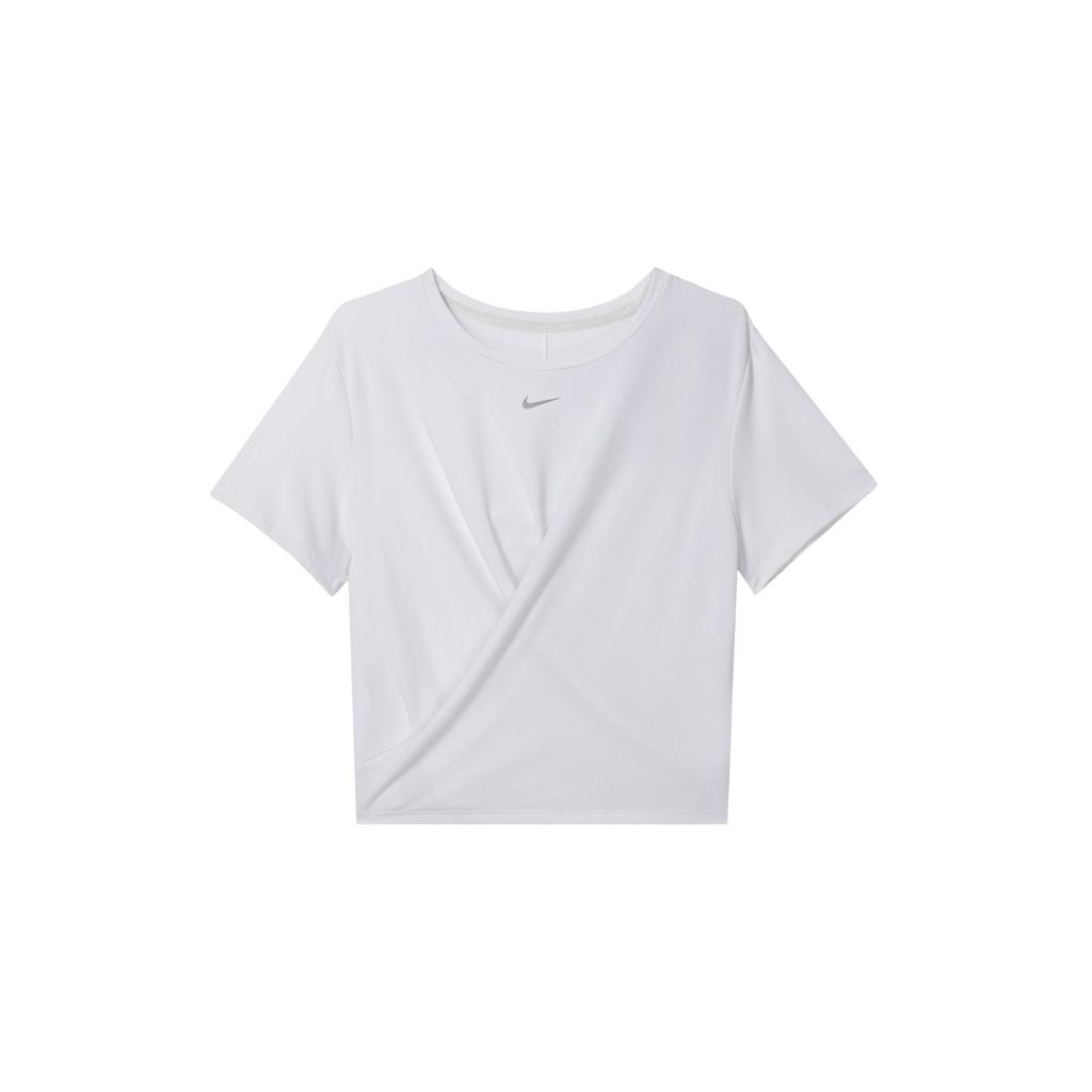 Nike Dri Fit Crop Tops Women's White Crew Neck Moderate DD4921-100
