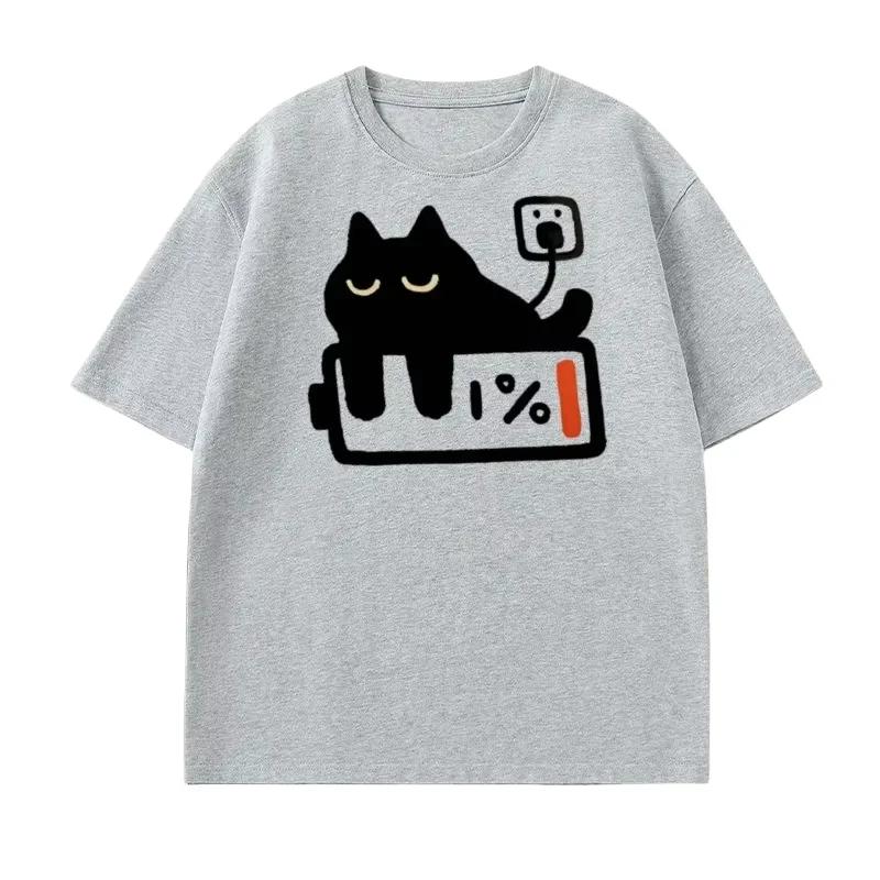 Fun cat print Tshirt casual Tshirt short sleeved Tshirt trendy streetwear Womens fashion Tshirt S