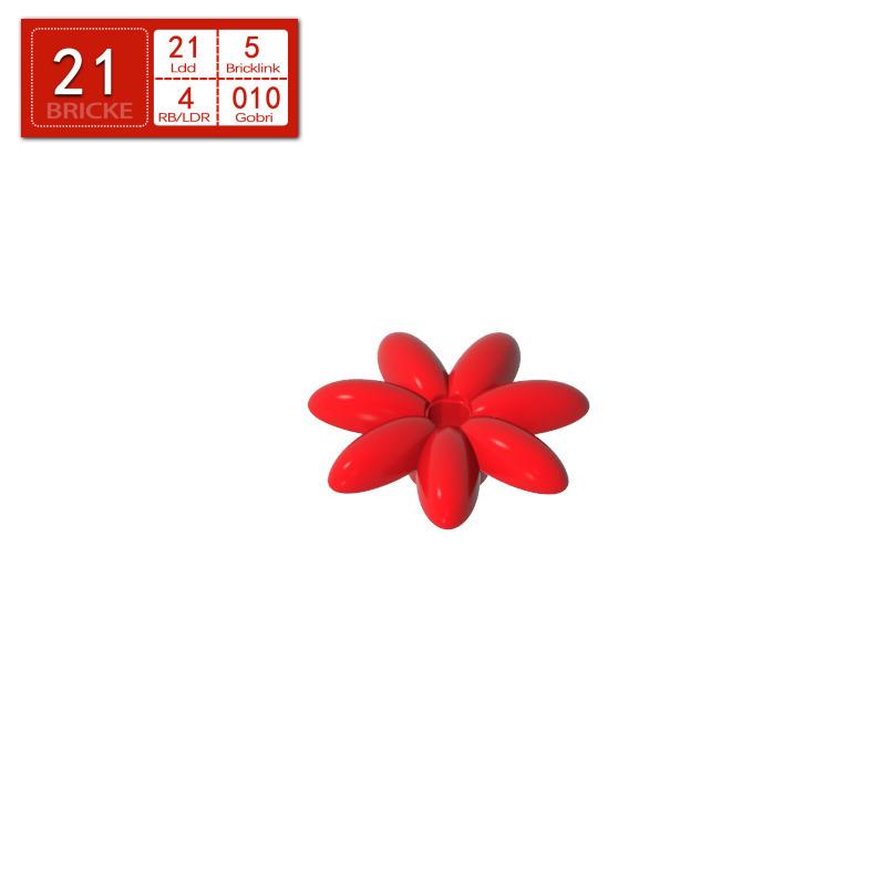 BRICKE 95832-93081e Seven-Petal Flower Building Block Set, Compatible with Lego Parts. Single Unit ярко-красный