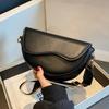 Women Vintage Solid Color Flap Small Saddle Shoulder Underarm Bag Fashion PU Leather Wide Strap Crossbody Bag Handbags Purses