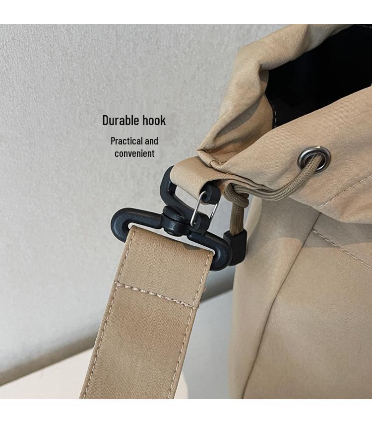 2026 Chic Japanese Workwear Style Solid Color Women's Casual Handbag - Drawstring Fashion Single Shoulder Crossbody Bag