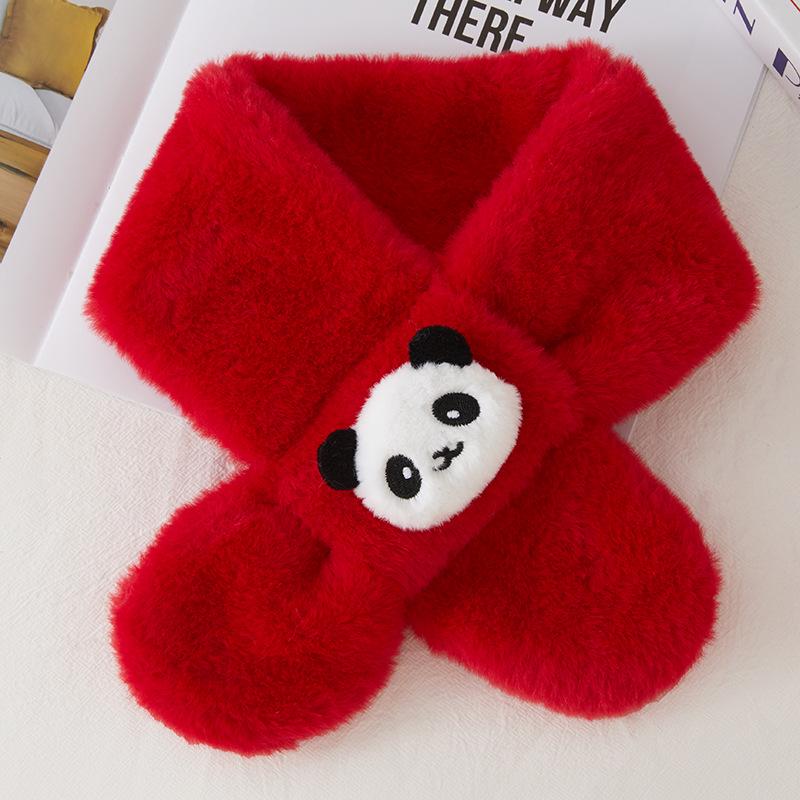 2025 Kids' Soft Thick Cartoon Bear Scarf - Warm Plush Neck Warmer for Autumn & Winter
