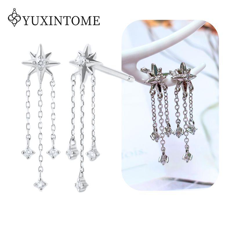 925 Silver Ear Needle Crystal White Zircon Silver Series Tassel Drop Earrings Luxury Fashion Party Jewelry Accessories