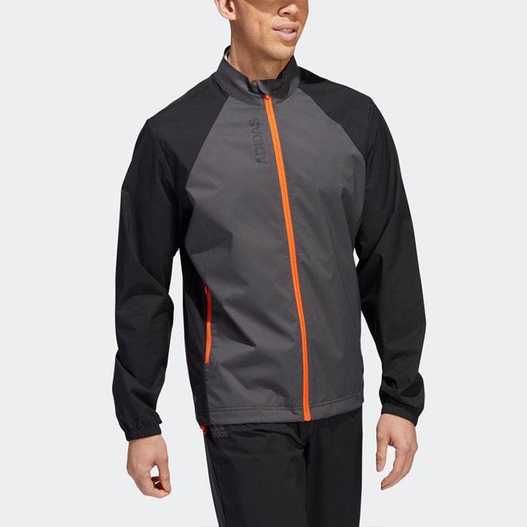 Adidas Color-blocked Golf Sports Water-Repellent Long Sleeve Jacket Men Outerwear Gray Black HF9187
