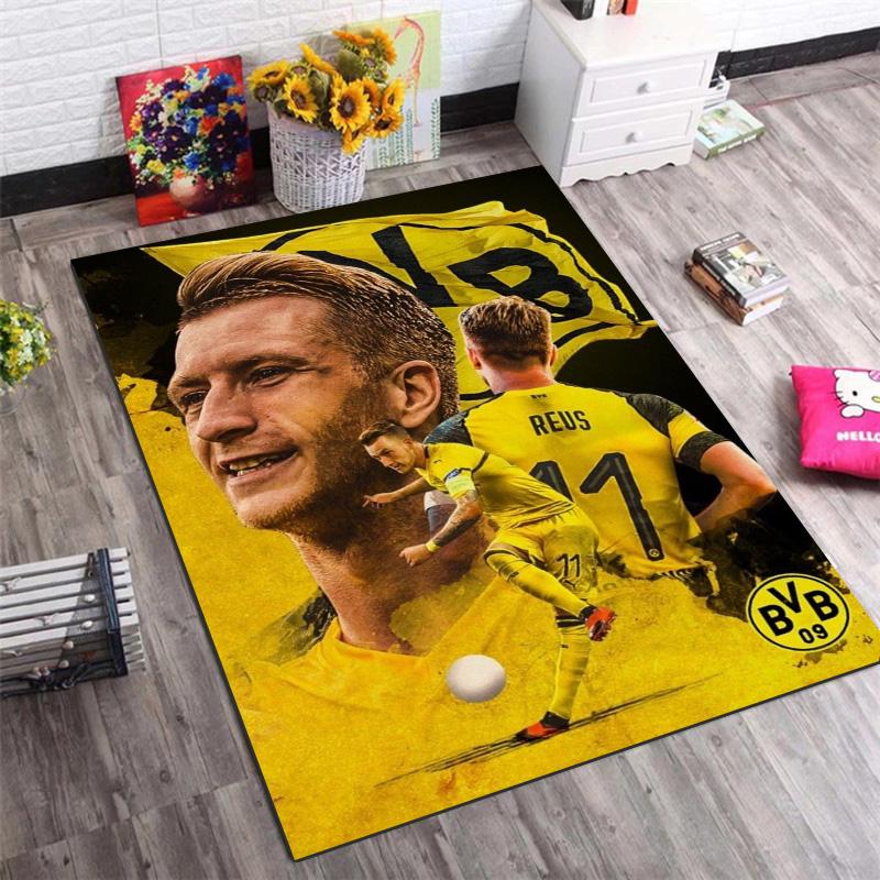 Marco Reus BVB Dortmund Football Star Portrait Print Area Rug Non‑Slip Rectangular Floor Mat Soccer Fan Gaming Room Decor Carpet