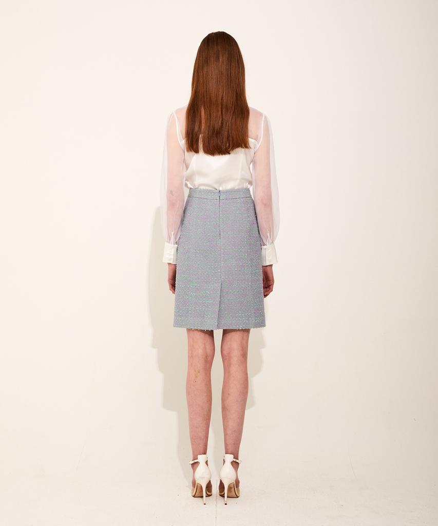 Chaenyuyog Heart Tweed H-Line Midi Skirt [Purple]