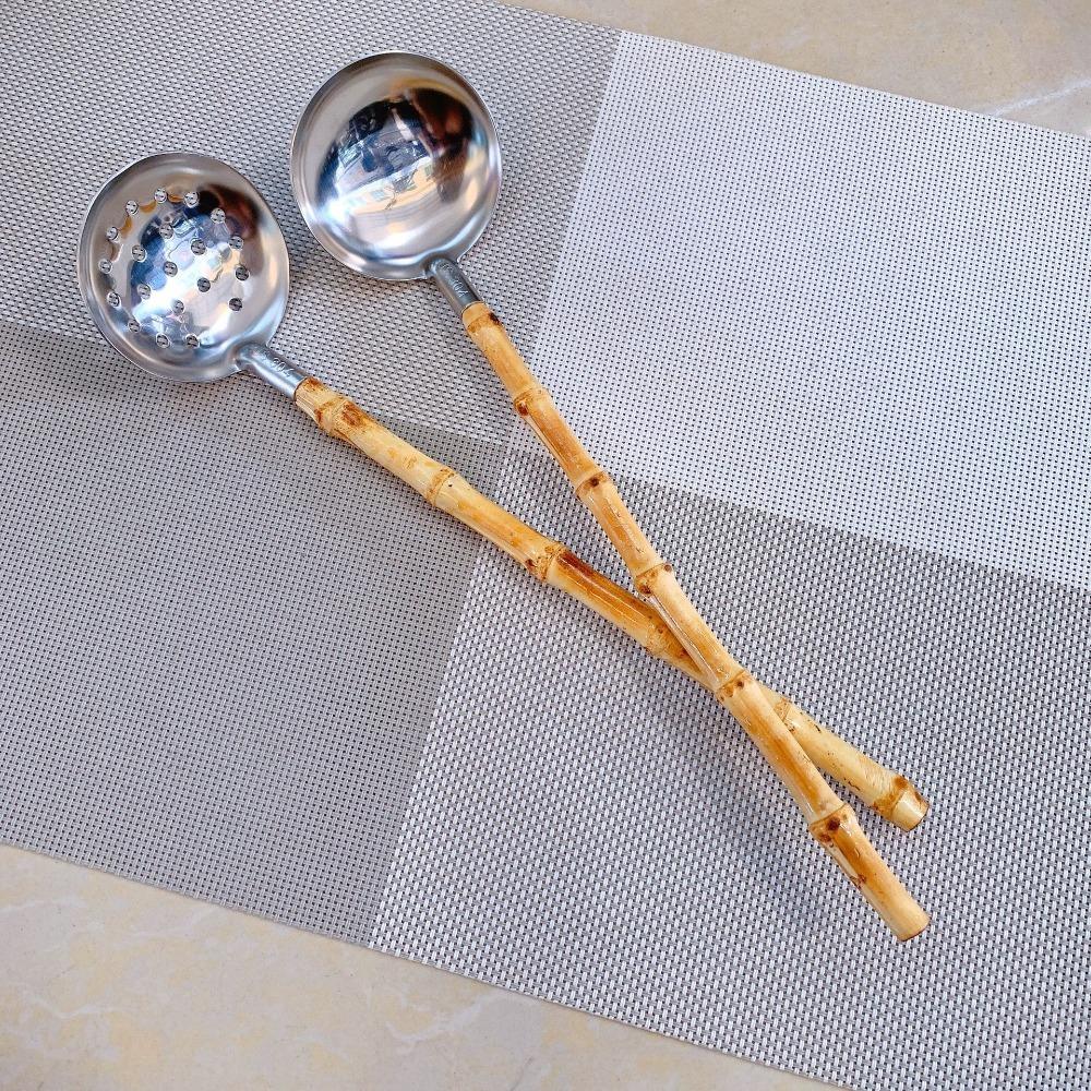 Anti-scald Bamboo Handle Colander Japanese-style Soup Scoop Retro Tablespoon Hot Pot