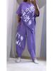 Women's  Letter Print Casual Sports Suit - European & American Style