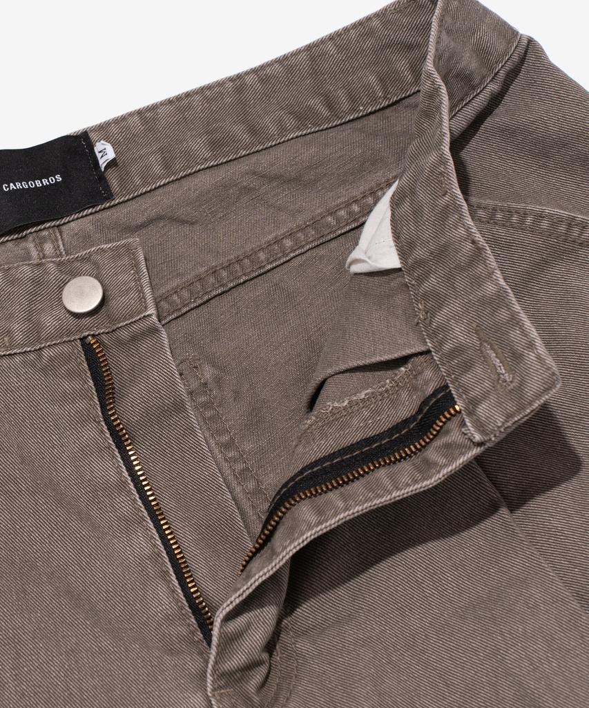 CARGOBROS Cotton Wide Curved Half Denim Pants (Brown)