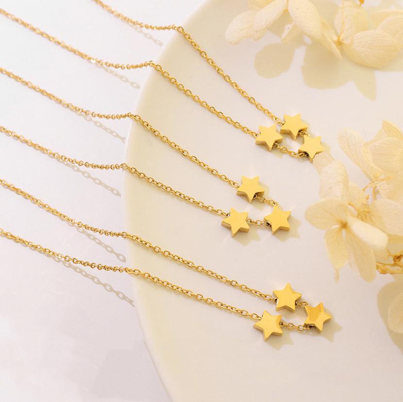 Simple Ladies Fashion Handmade Chain Jewelry, Alloy Star Pentagram Short Necklace Collarbone Chain