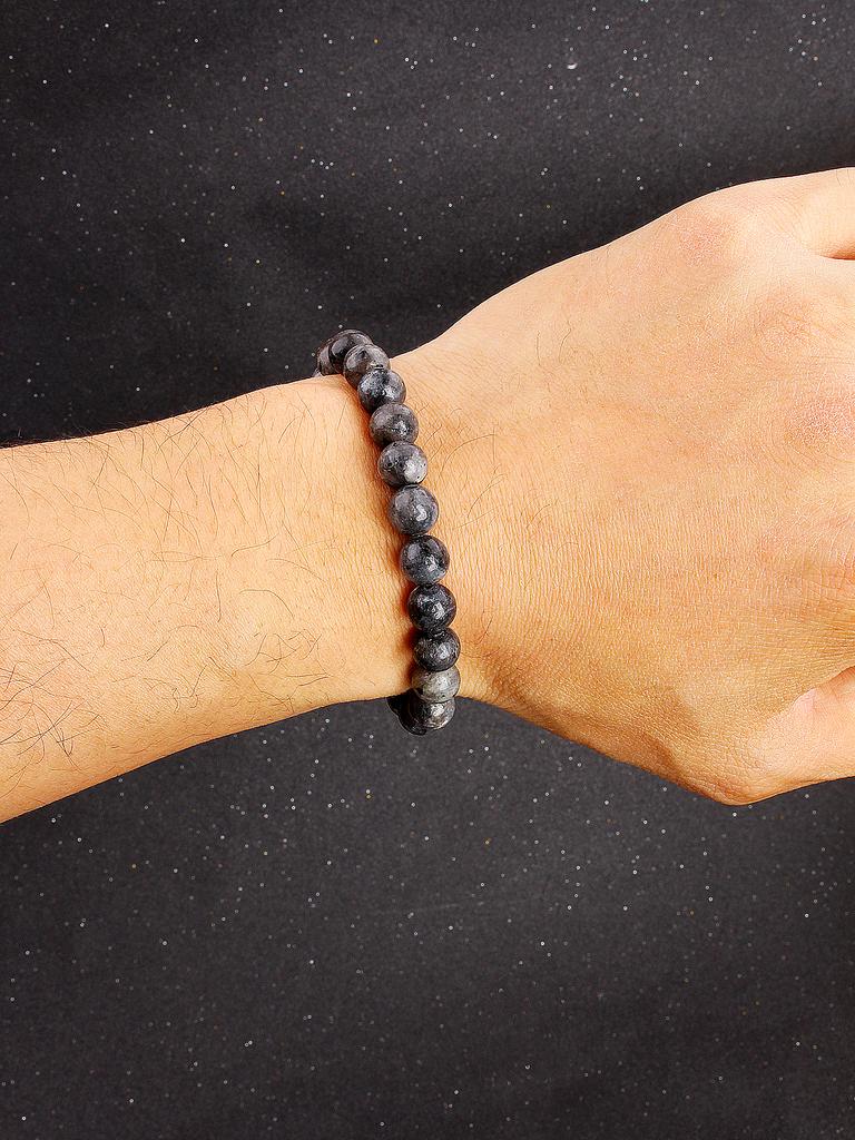 Real Natural Labradorite Stone Bead Bracelet Men Women Vintage Black Flash Stone Bracelet with Original Natural Crystal Gift