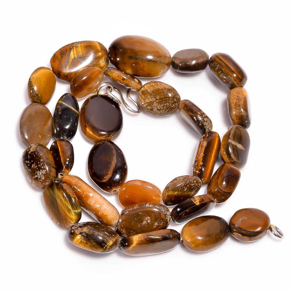 AAA+ 100% Natural Ochi de Tigru Oval Margele Netede Colier 12-21 mm 18" UB-8442