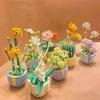 Non-Toxic Rose Flower Building Block Brick Eternal Bouquet Prickly Pear Model Plant Decoration Educational Toy For Kids Birthday Gift