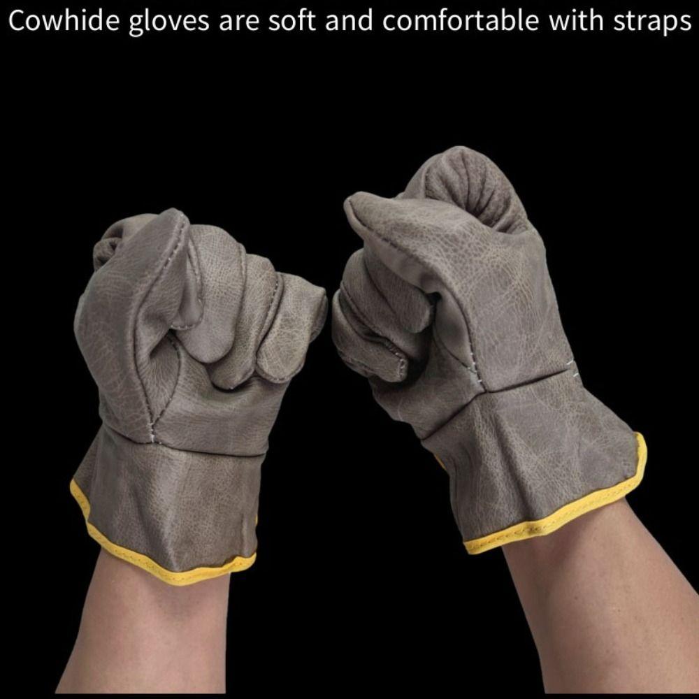 Leather Welding Gloves Random Color Work Safe Gloves Durable Heat-Resistant Glove  Workplace