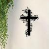 Vintage Floral Cross Metal Wall Art Iron Religious Sculpture Church Home Garden Decor Christmas Gift