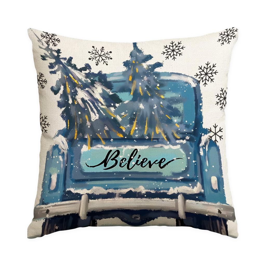 1/4pcs Christmas Black Christmas Tree Pattern Printed Pillow Cover, Decorative Home Sofa, Suitable for Living Room and Room