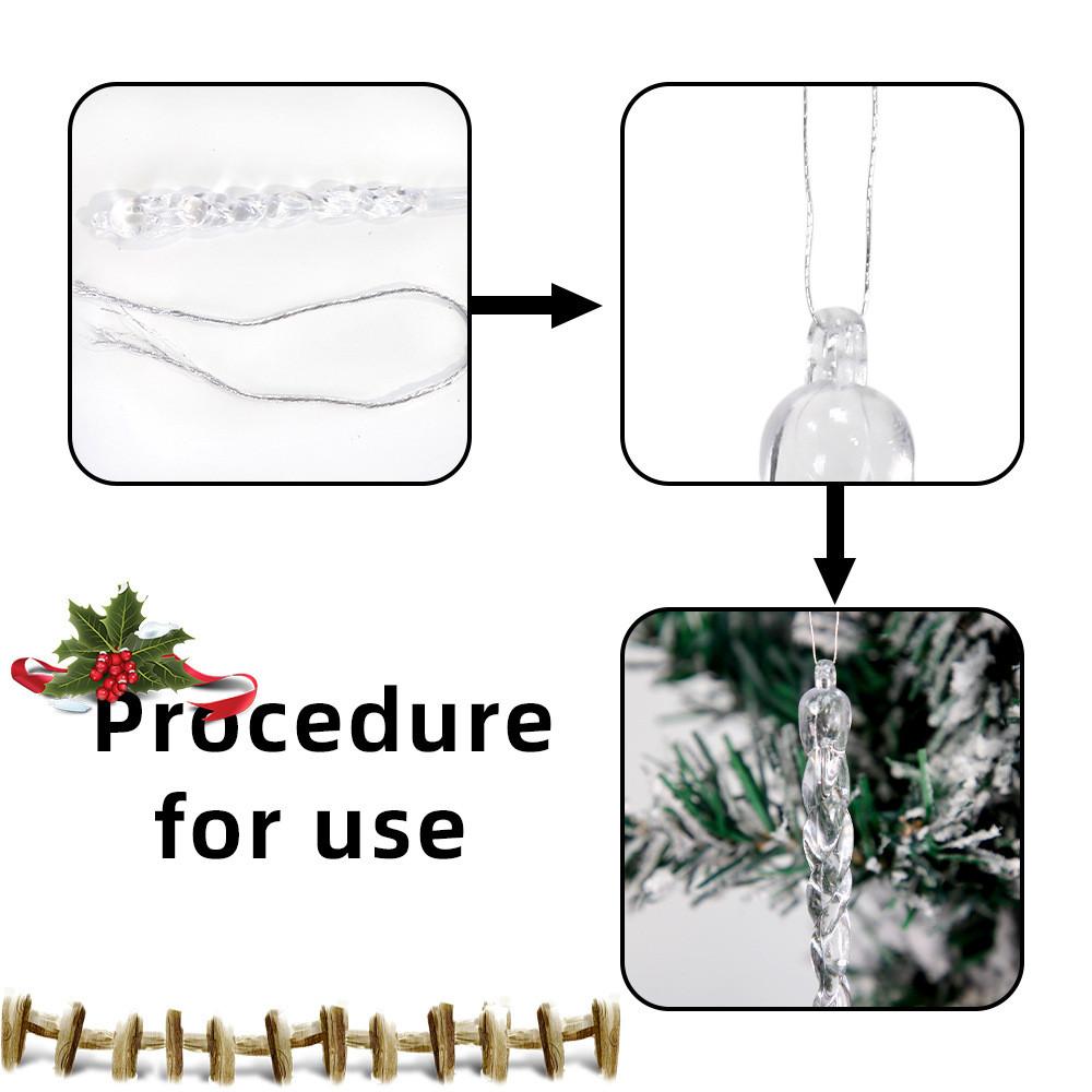 Transparent Icicle Ornaments For Christmas Tree Festive Holiday Decorations Pack Of 12