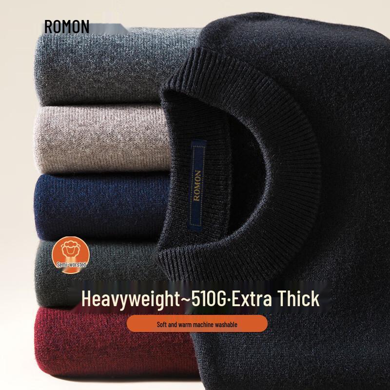 

Romon Men s 100% Pure Wool Thickened Pullover Sweater 2XL
