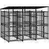 VidaXL Outdoor Kennel with Roof for Dogs Steel 5.53 M² Cage Enclosure 3097948
