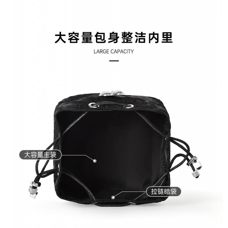 Handheld Jacquard Cloth Bucket Bag Chinese Style Drawstring High-end Women's Handbag Fashionable Small Shoulder