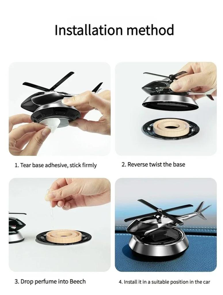 Solar Helicopter Aircraft Car Aromatherapy Air Freshener with Perfume Fragrance Decoration Gift