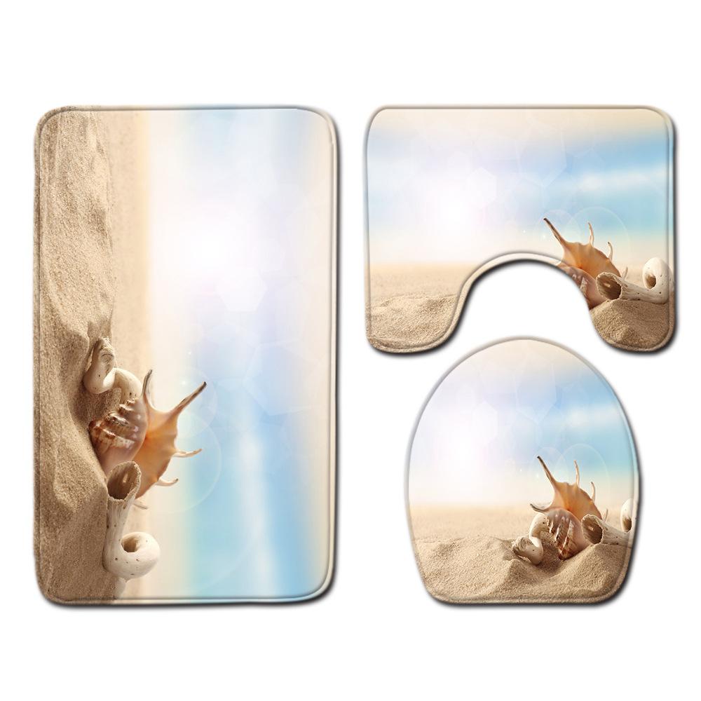 Shell Bathroom Floor Mat Toilet Three-Piece Set