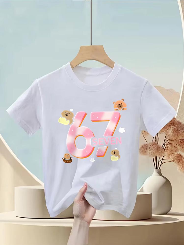 Kids 67 Themed Colorful Print TShirt Soft Cotton Fabric Breathable and Comfortable Ideal for Toddlers and Childrendf0370